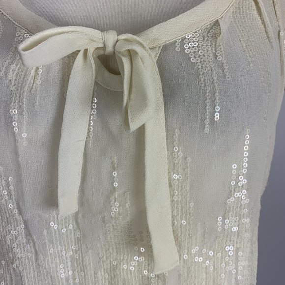 Banana Republic Small Top Ivory Shimmer Party Sleeveless Club - Picture 6 of 7